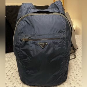 Prada nylon navy backpack